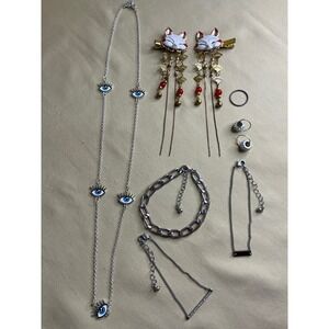 Gothic Eye Necklace, Fox Hair Clips and Bracelets
